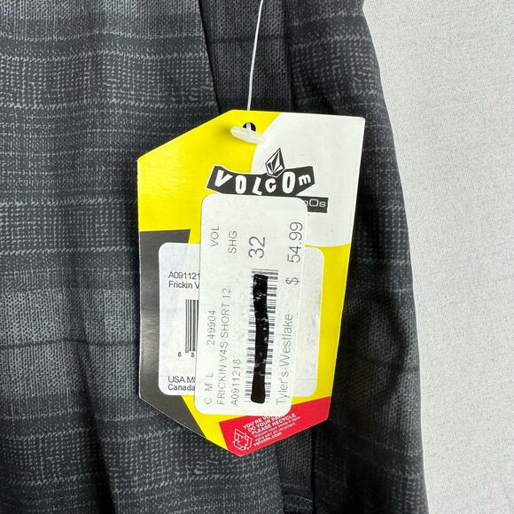 Volcom Men’s 30 Frickin V4S H2chinOs Chino Shorts Stripes Black Gray Stretch - Picture 5 of 7